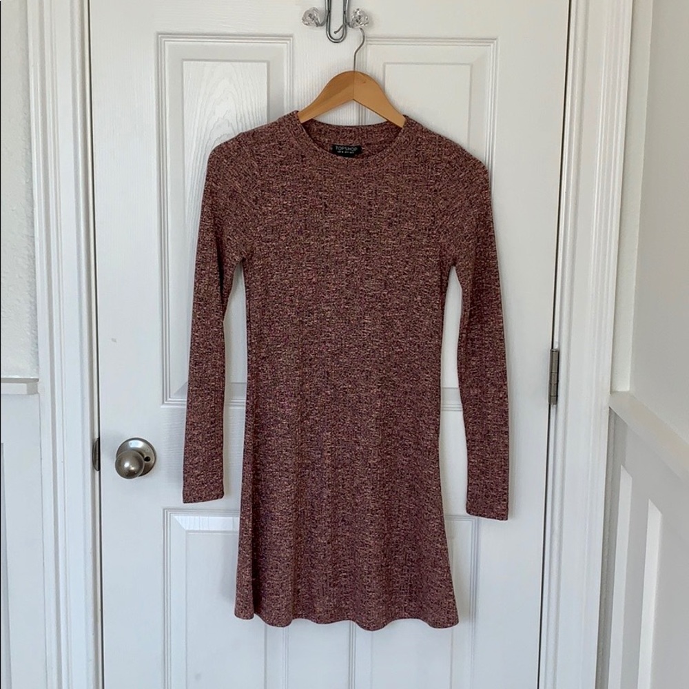 TOPSHOP Marled Long Sleeve Sweater Dress